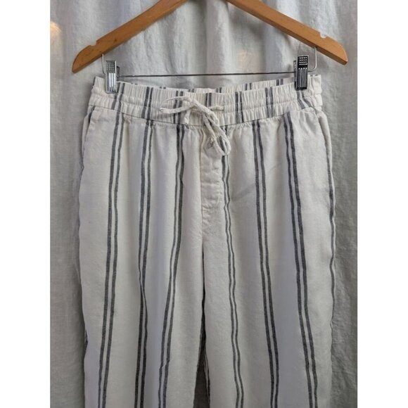 GAP off white black stripes linen and rayon ankle pants women's size 8 K3 - Picture 2 of 6